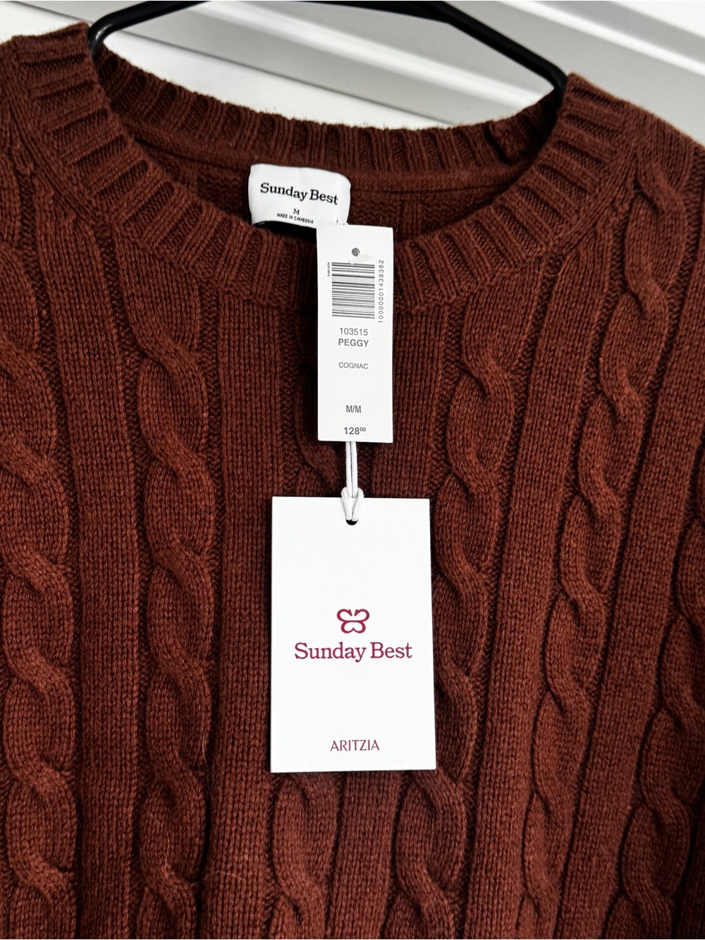 Aritzia Cable Knit Crew Sweater in Brown - Picture 2 of 5